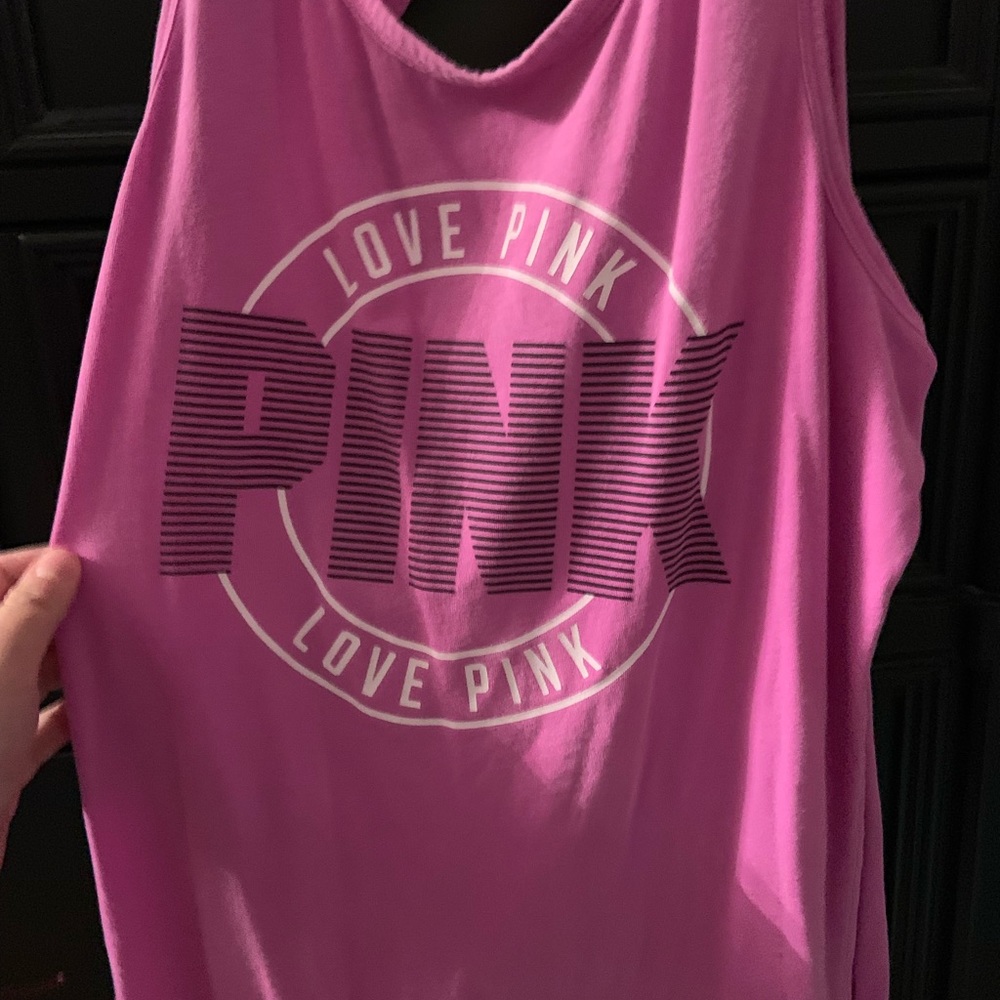pink athletic tank top